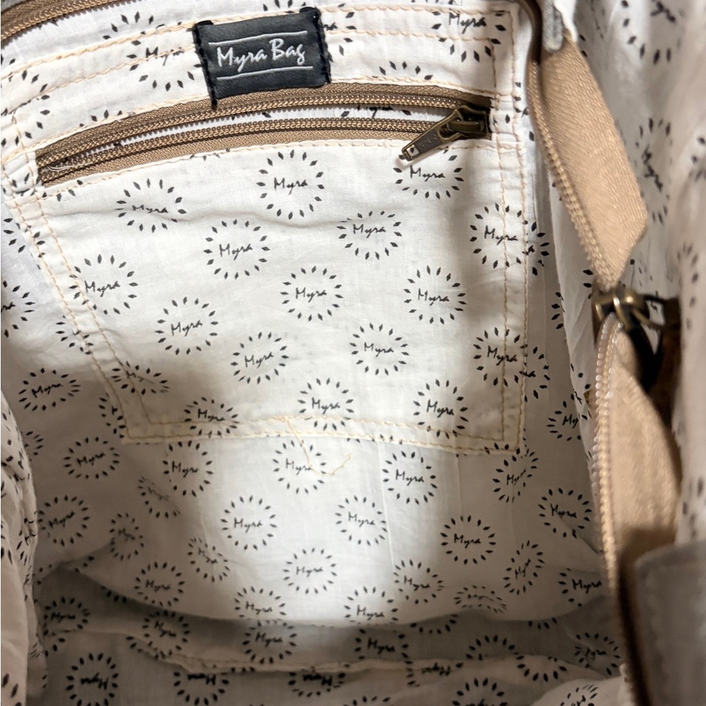 MYRA Western Woven Pattern Canvas Tote with Brown Leather Trim Excellent - Picture 5 of 8
